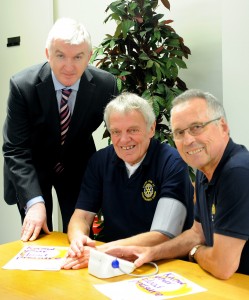 Grosvenor Centre Manager Ed Kennedy, Macclesfield Castle Rotarian John brooks and Rotarian Steve Smith planning the day