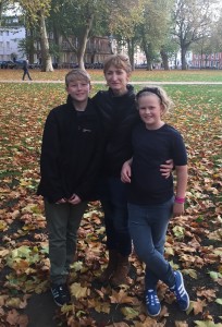 Volunteer Fiona Bailey with children Dan and Carrie Copson Image: Fiona Bailey
