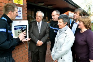  L to R;  PCSO Alex Simpson, PPC John Dwyer, ACC Mark Roberts, Cllr Jackie Pattison, Cllr David Kidd, Cllr Sue Adams