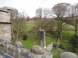 The roof terrace provides panoramic views of the surrounding countryside.