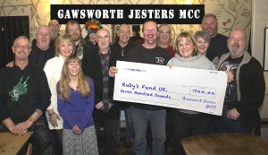 Gawsworth Jesters Ruby's Fund cheque presentation